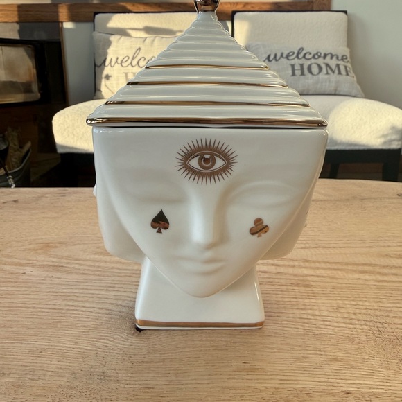 ‼️Last One‼️Jonathan Adler White and Gold Face Candle Holder - Picture 5 of 6
